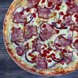 пицца Карбонара 32см на красном соусе